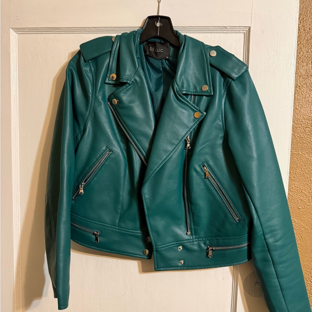 Women's Teal Leather Jacket